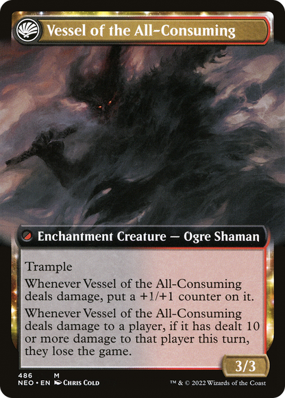 Hidetsugu Consumes All // Vessel of the All-Consuming (NEO-486) - Kamigawa: Neon Dynasty: (Extended Art, fandfc, enchantment) Foil