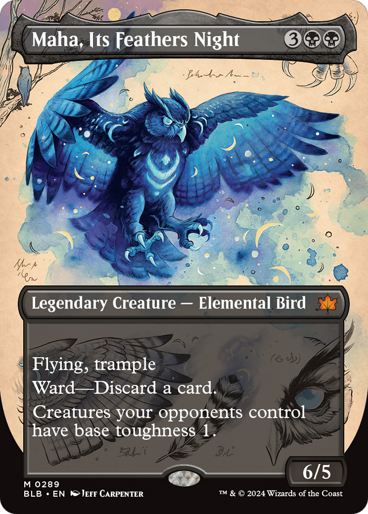 Maha, Its Feathers Night (BLB-289) - Bloomburrow: (Showcase) (Borderless) Foil