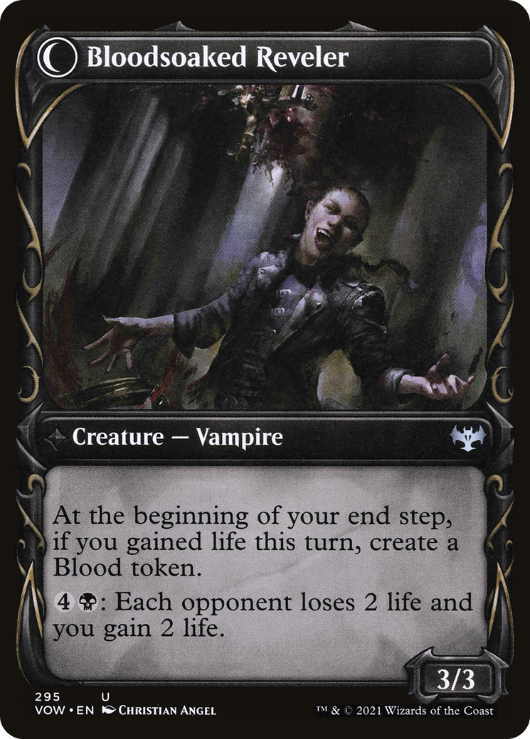 Restless Bloodseeker // Bloodsoaked Reveler (VOW-295) - Innistrad: Crimson Vow: (Showcase, Double Faced Transform)