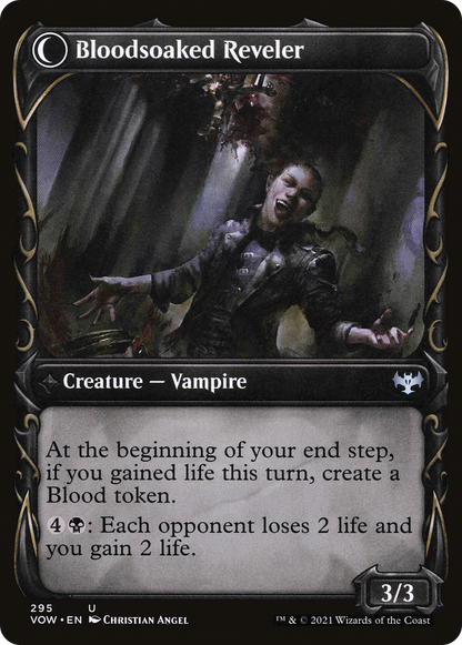 Restless Bloodseeker // Bloodsoaked Reveler (VOW-295) - Innistrad: Crimson Vow: (Showcase, Double Faced Transform)