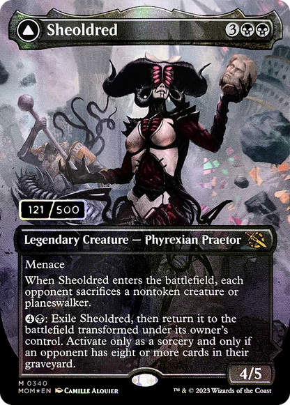 Sheoldred // The True Scriptures (MOM-340) - March of the Machine (Borderless) Foil