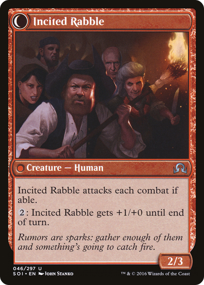 Town Gossipmonger // Incited Rabble (SOI-046) - Shadows over Innistrad: (Double Faced Transform) Foil