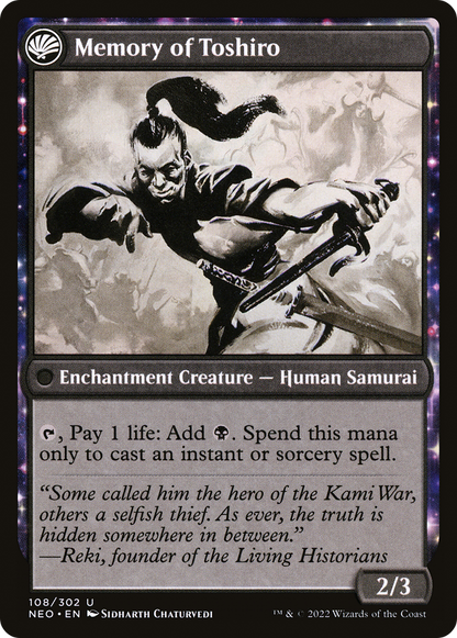 Life of Toshiro Umezawa // Memory of Toshiro (NEO-108) - Kamigawa: Neon Dynasty: (fandfc, enchantment) Foil