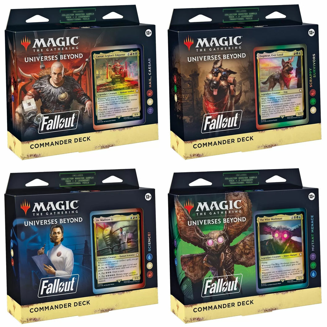 Magic the Gathering Magic Fallout Commander Deck Display / All 4 Decks