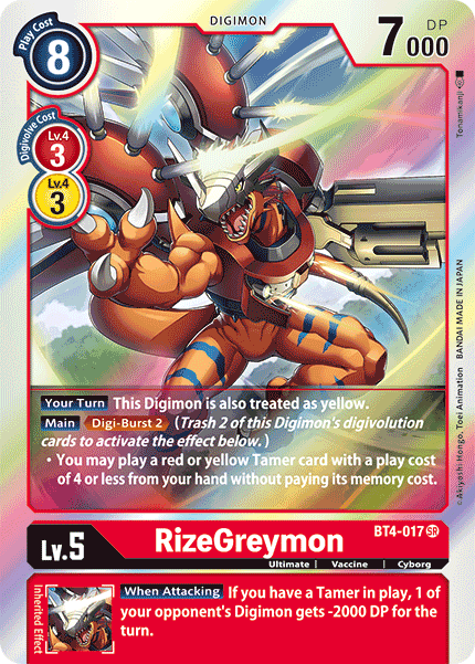 RizeGreymon / Super Rare / BT4 – Team Card Titan